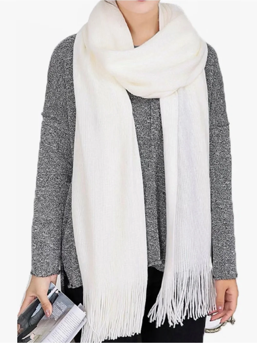 Wander Cream Fringe Wrap Scarf